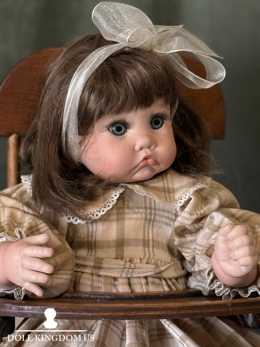 Porcelain Cindy Marschner Kimmie Porcelain Doll with Wooden Chair