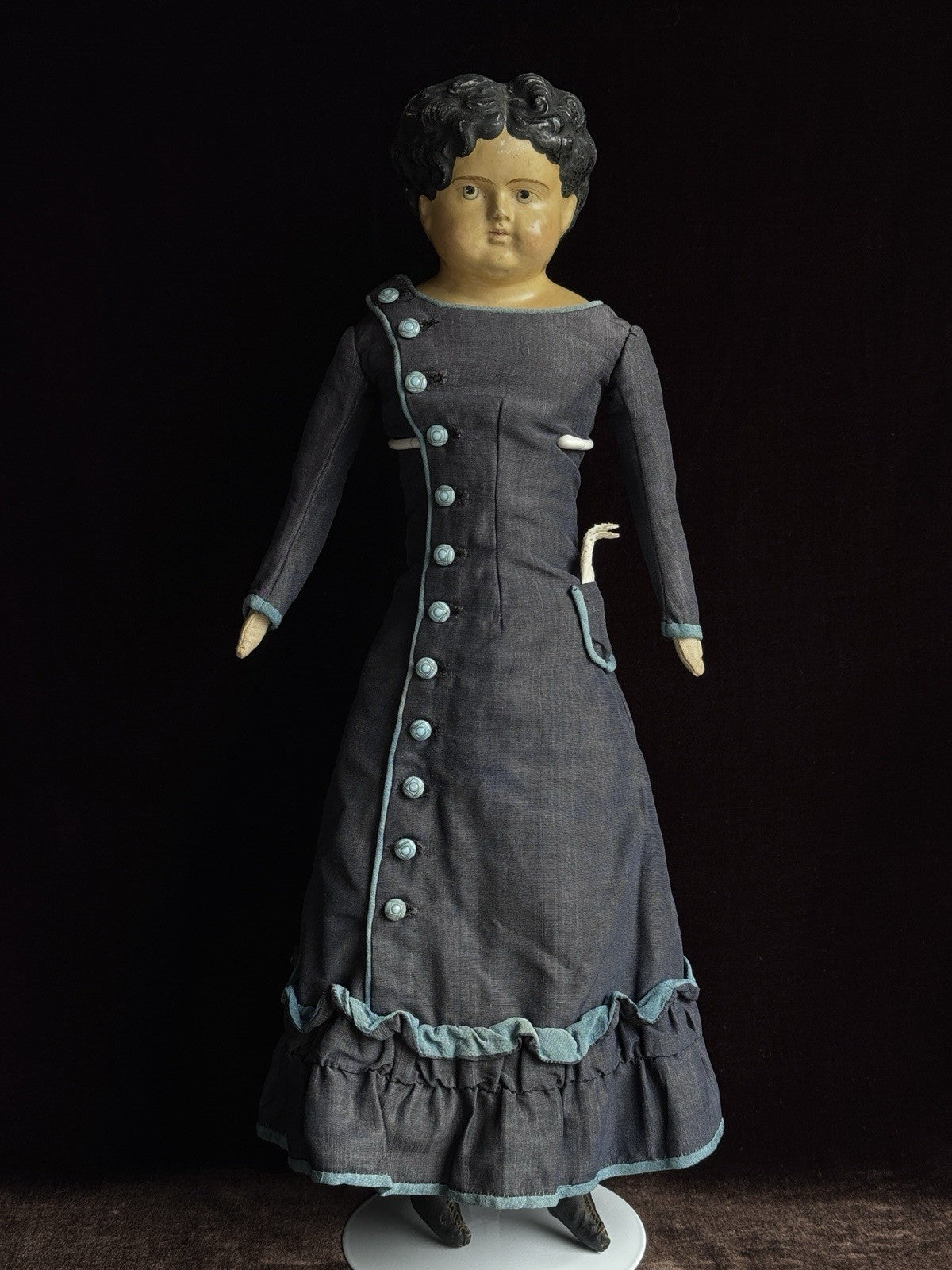 Antique German 20.5” Papier Mache Shoulder Head Cloth Body Doll