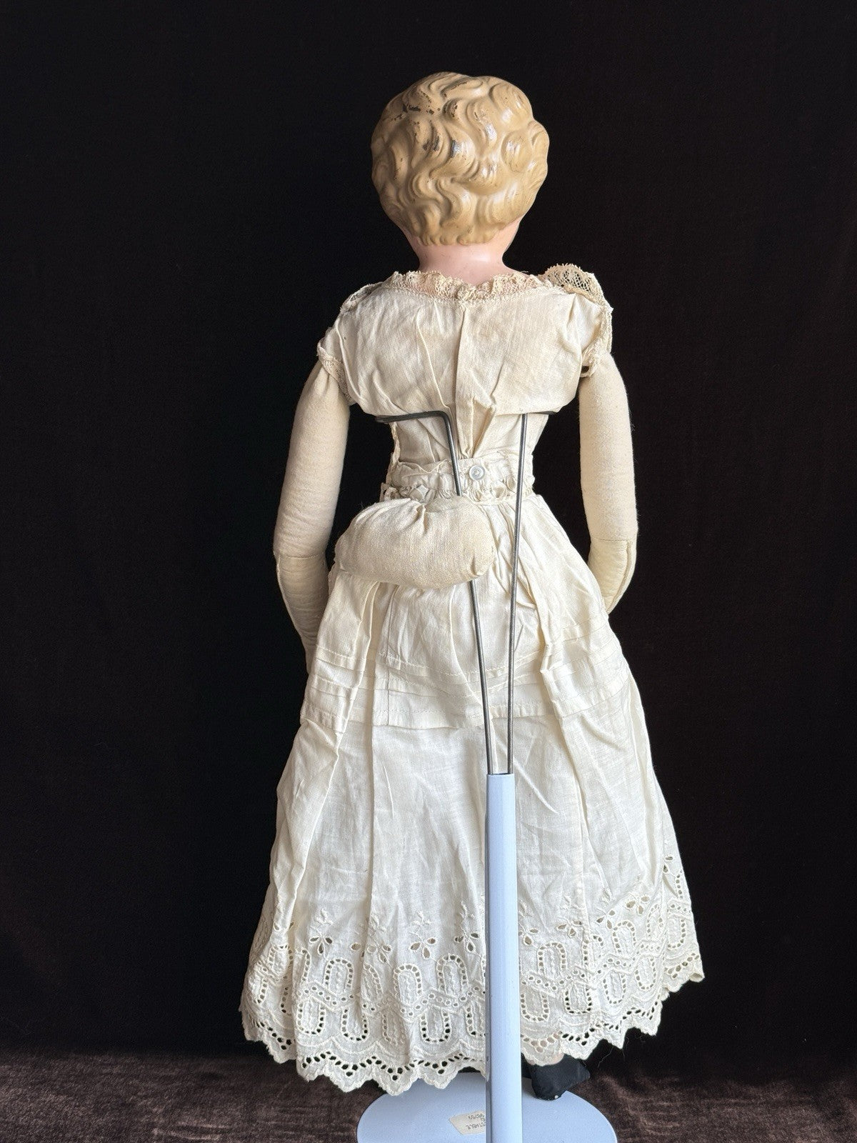 Antique German 24” Minerva Metal Tin Head Fashion Doll