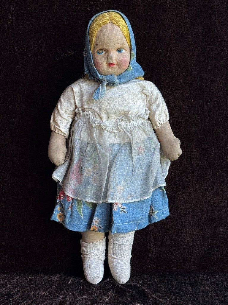 Lot of 3 Collectible Vintage European Cloth Face Mask Dolls