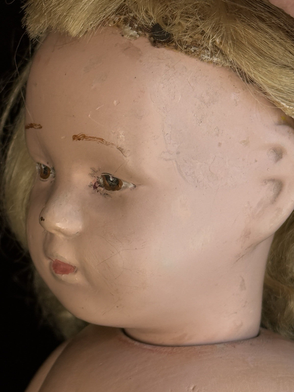 Antique 14.5” American Schoenhut Wood Carved Spring Jointed Character Doll
