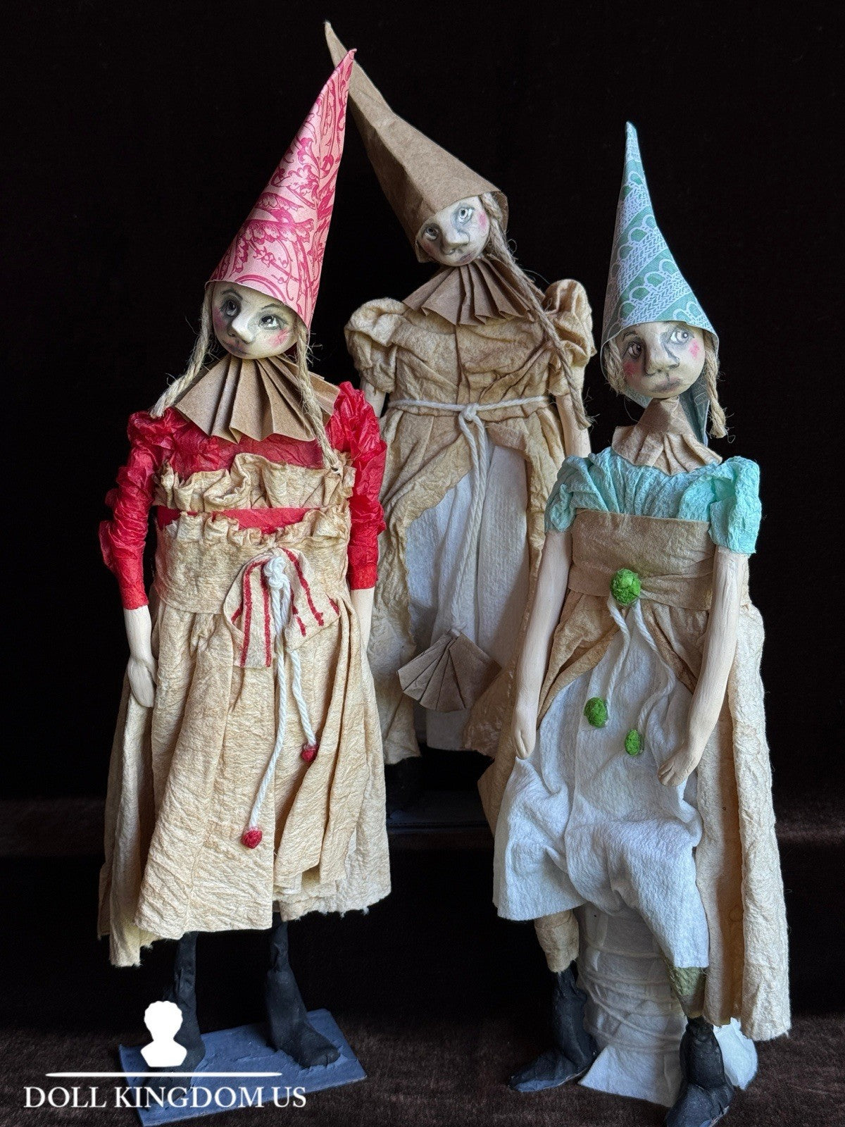 OOAK 3 Contemporary Artist Mixed Media Dolls Figurines