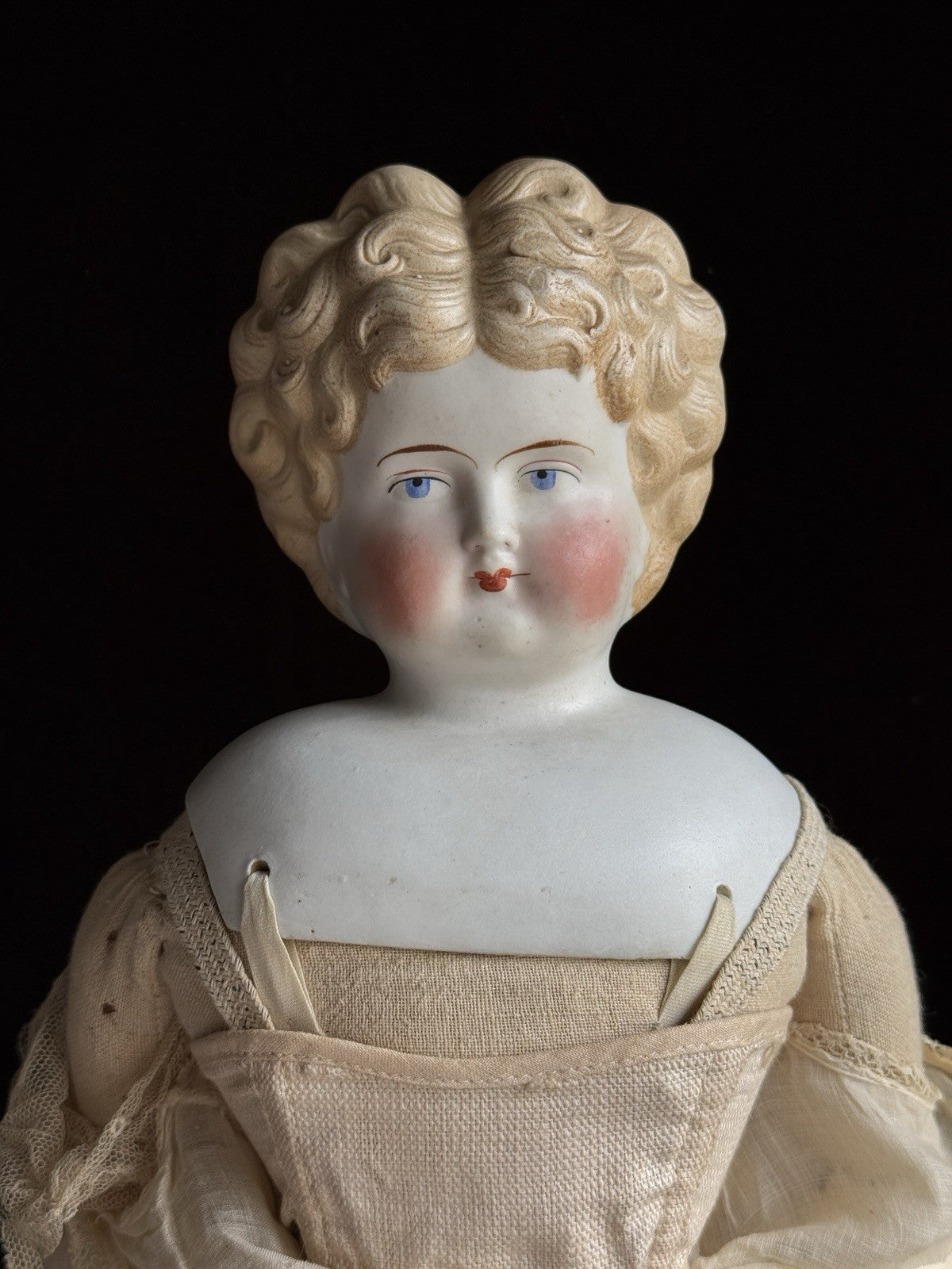 Antique German 22.5” Parian Bisque Head China Doll