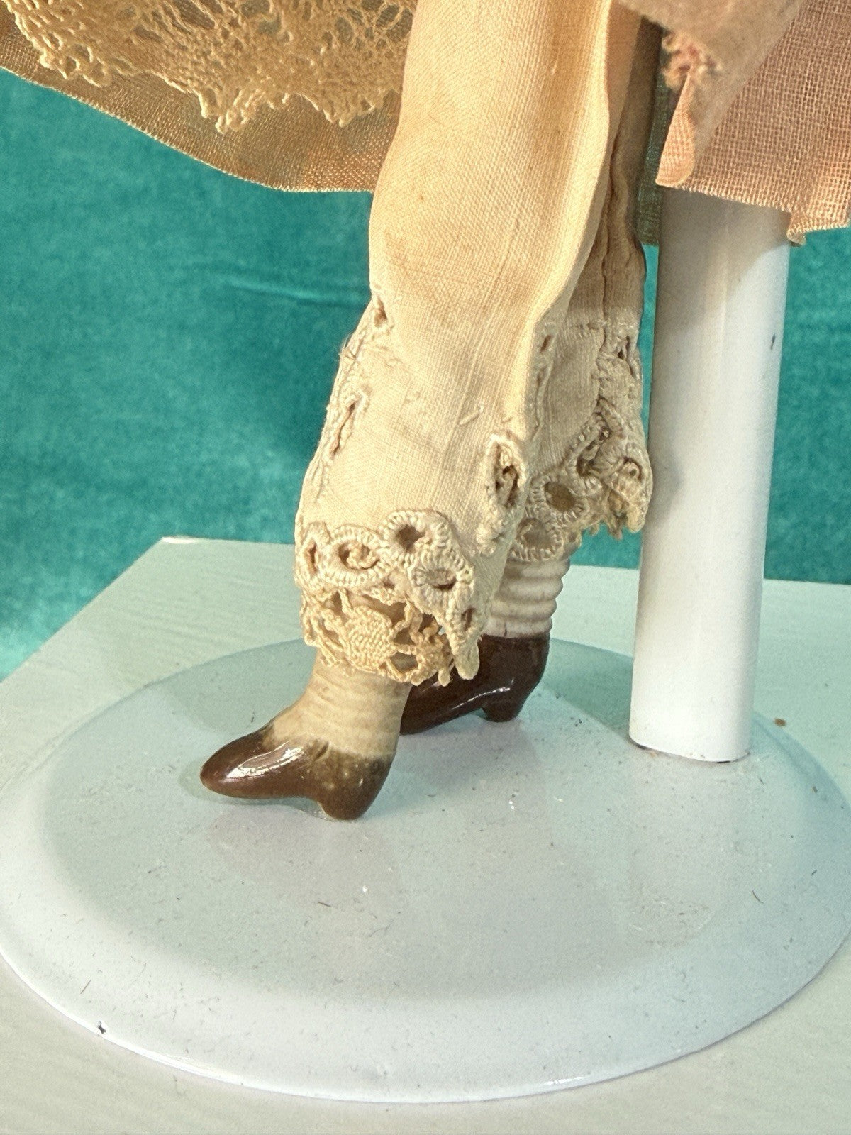 Antique German Bisque Cloth Miniature Dollhouse 9” Doll