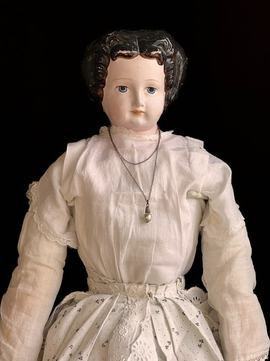 Antique German 26” Dressel Marked Holz-Masse Papier Mache Head Cloth Body Doll