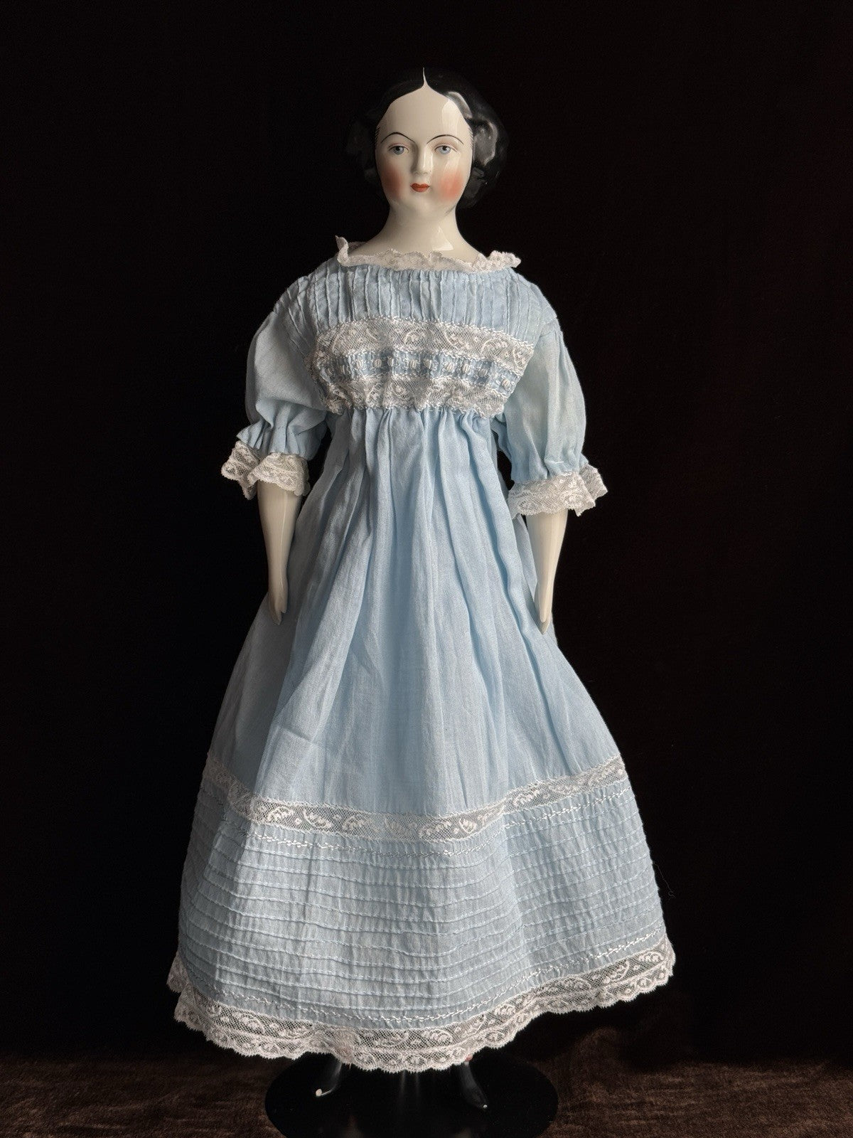 Vintage 18.5” Repro of Antique German Jenny Lind China Head Doll by Emma Clear