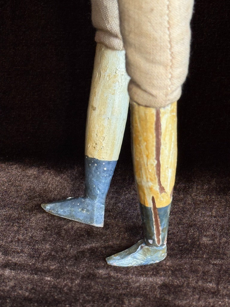 Early Antique English / German (?) Primitive 15" Carved Wooden Doll