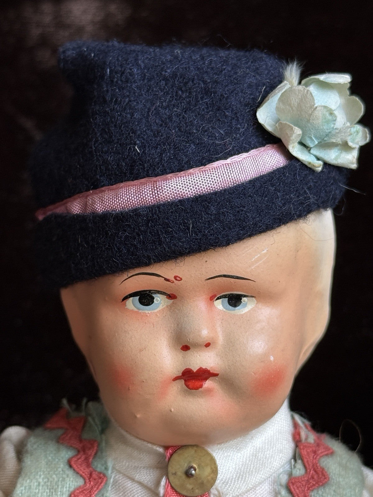 Lot of 2 Vintage Hungarian 9.5” Boy and Girl Dolls in Traditional Costumes