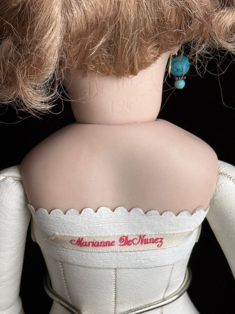 Vintage Porcelain 1967 Leather 15” Reproduction of Antique French Bru Jne Doll