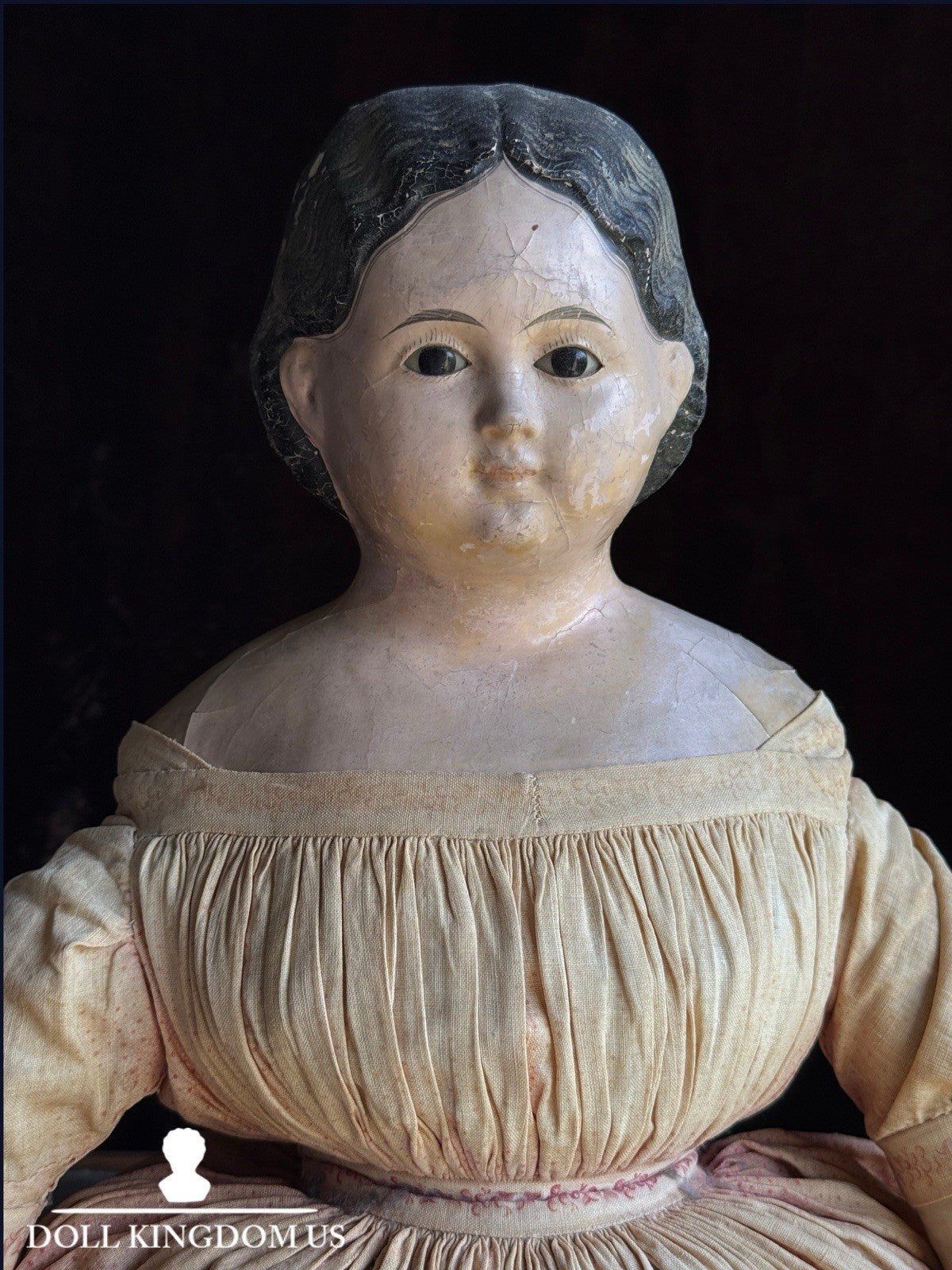 Large Antique American/German 25.5” Greiner Style Papier Mache Glass Eyes Doll