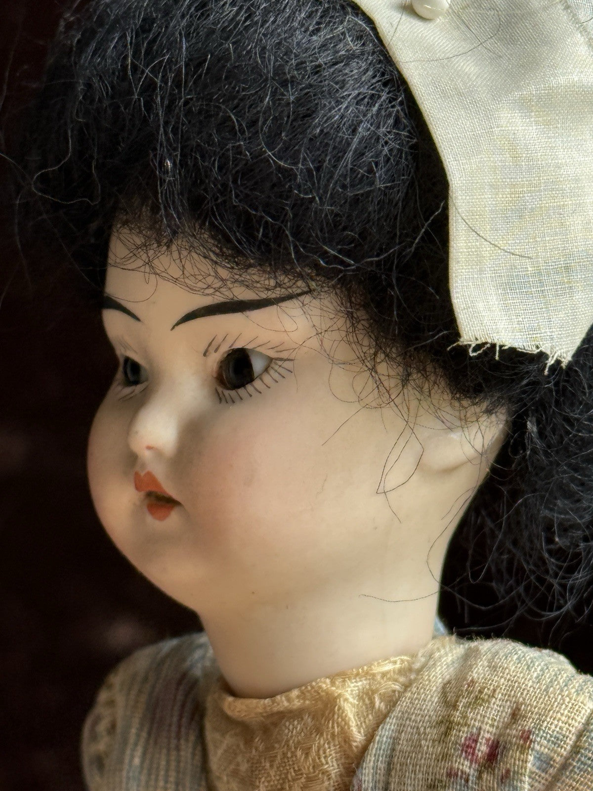 Antique German 8.5” Schoenau & Hoffmeister 4900 Oriental Asian Bisque Head Doll