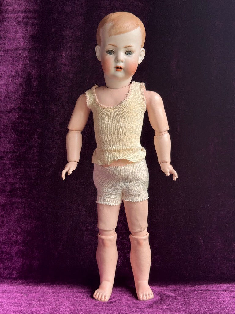 Antique 17" Bruno Schmidt 2048 Tommy Tucker Bisque Head Character Boy Doll