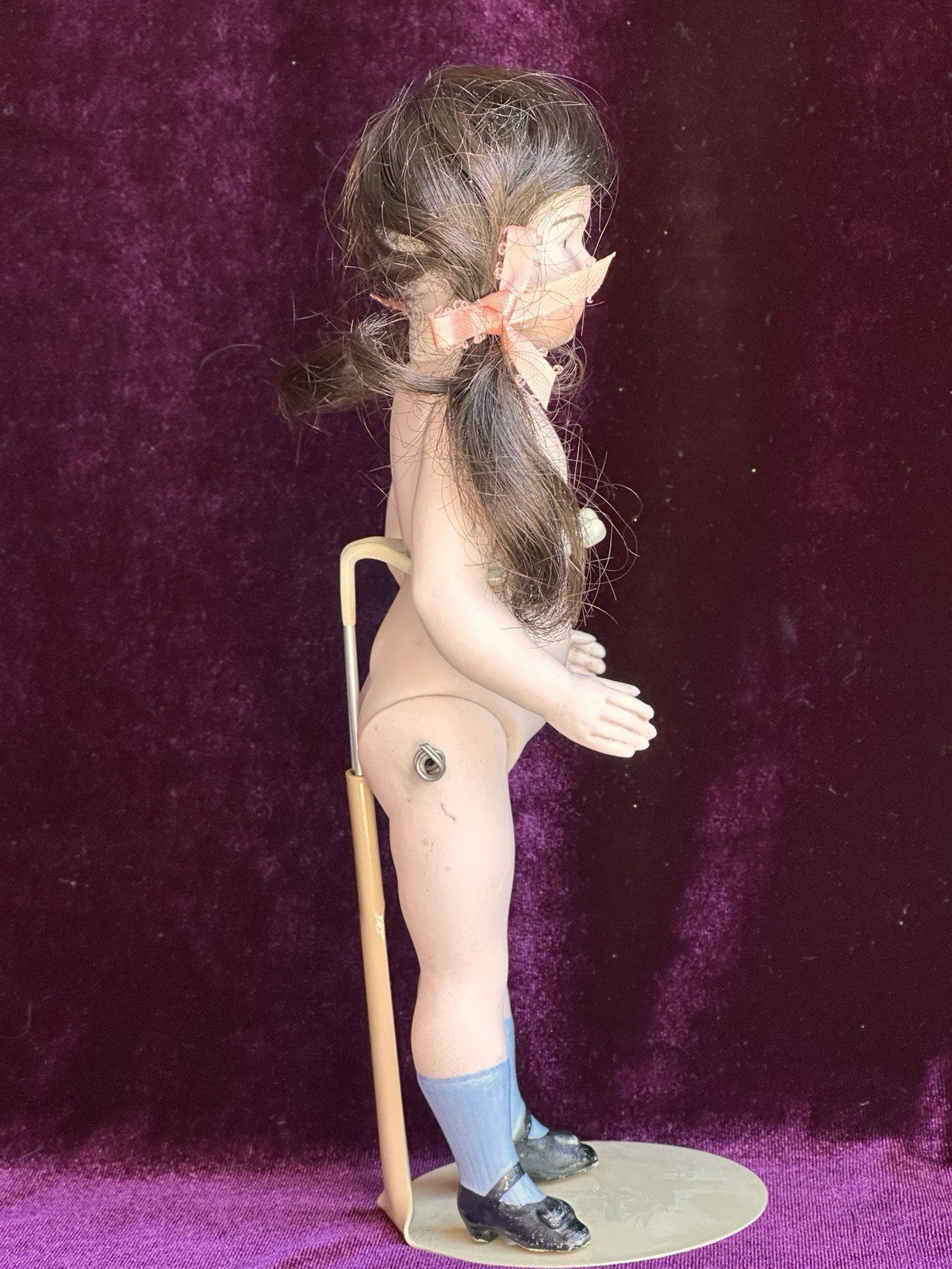 Large 8.5” Antique German Simon Halbig (?) All Bisque Mignonette Doll Knoch Head