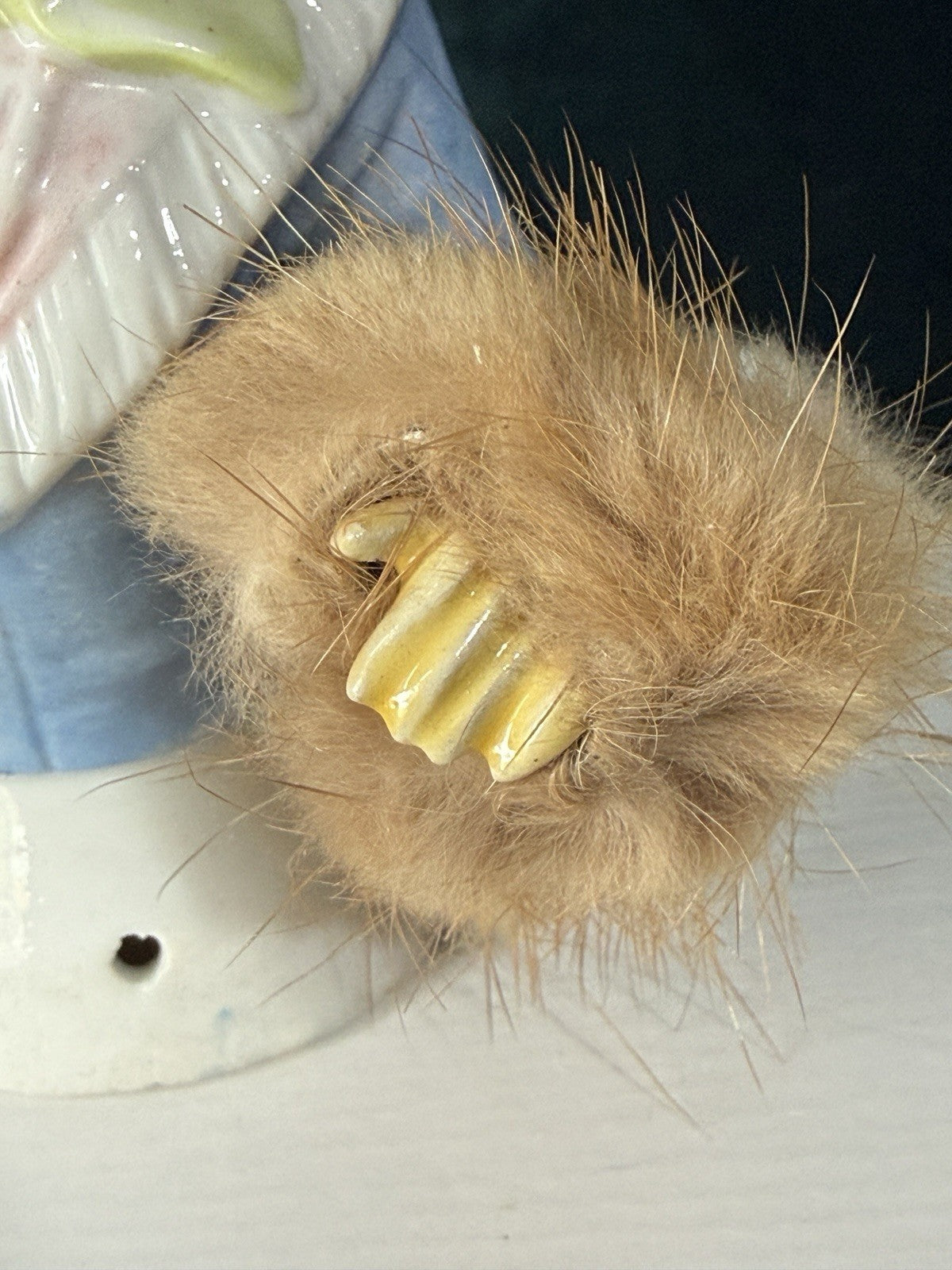 Unidentified Antique German 4.5” Pin Cushion Half Doll Arms Away With Fur Muff