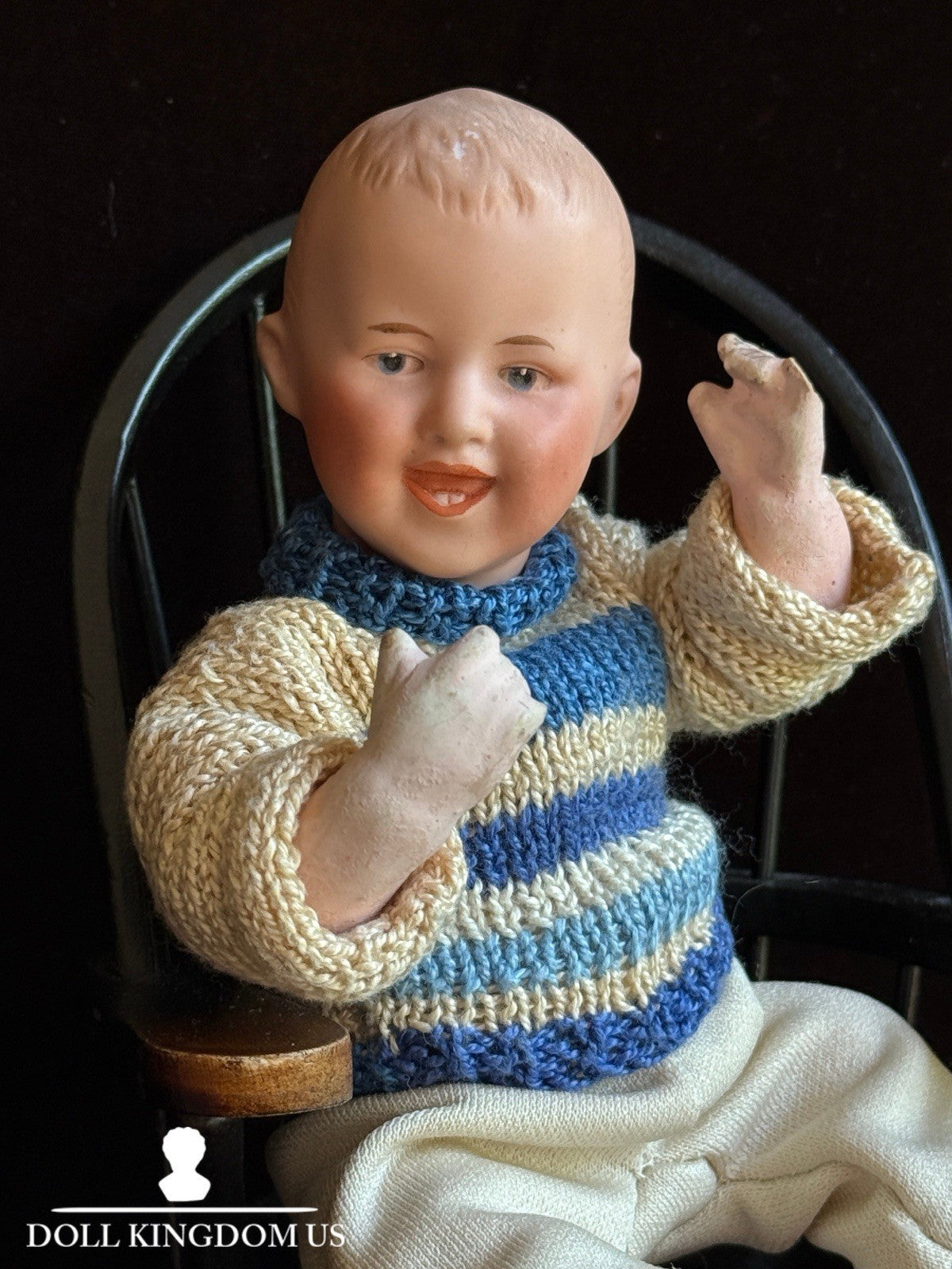 Antique German 8” Gebruder Heubach Bisque Head Character Baby Boy Doll