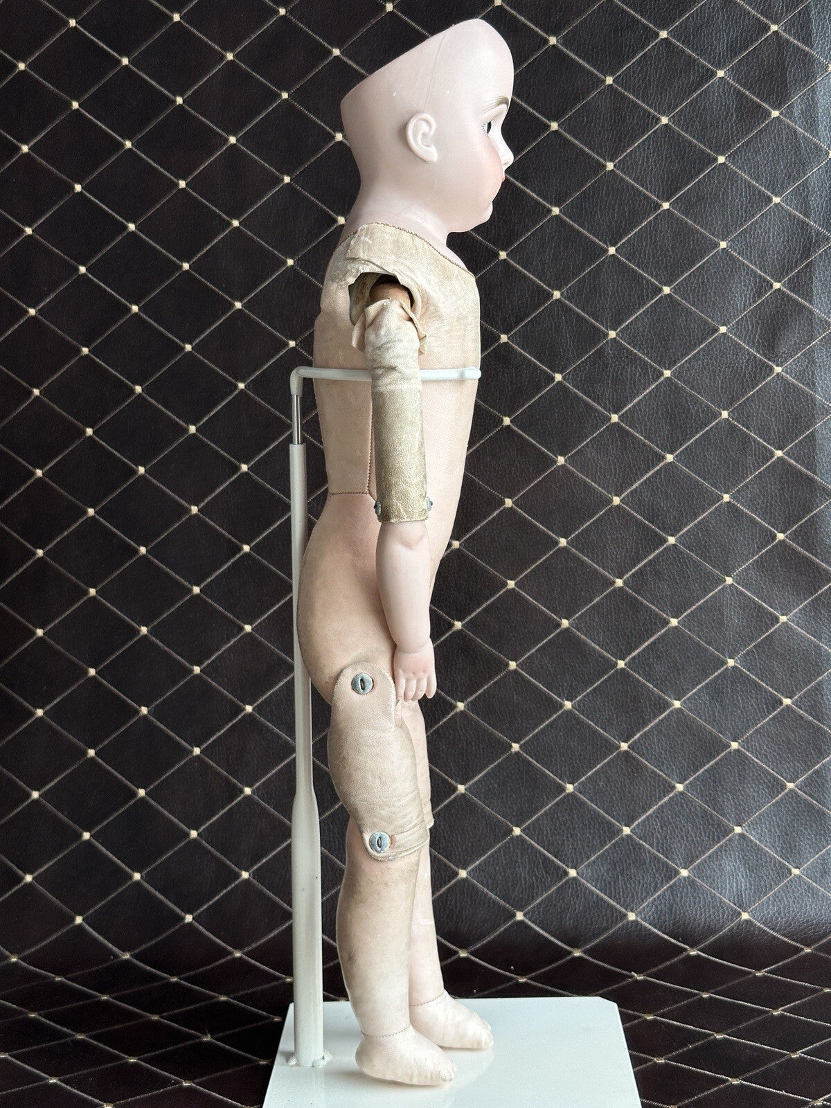 Antique German 22” Kestner Bisque Shoulder Head Leather Body Doll