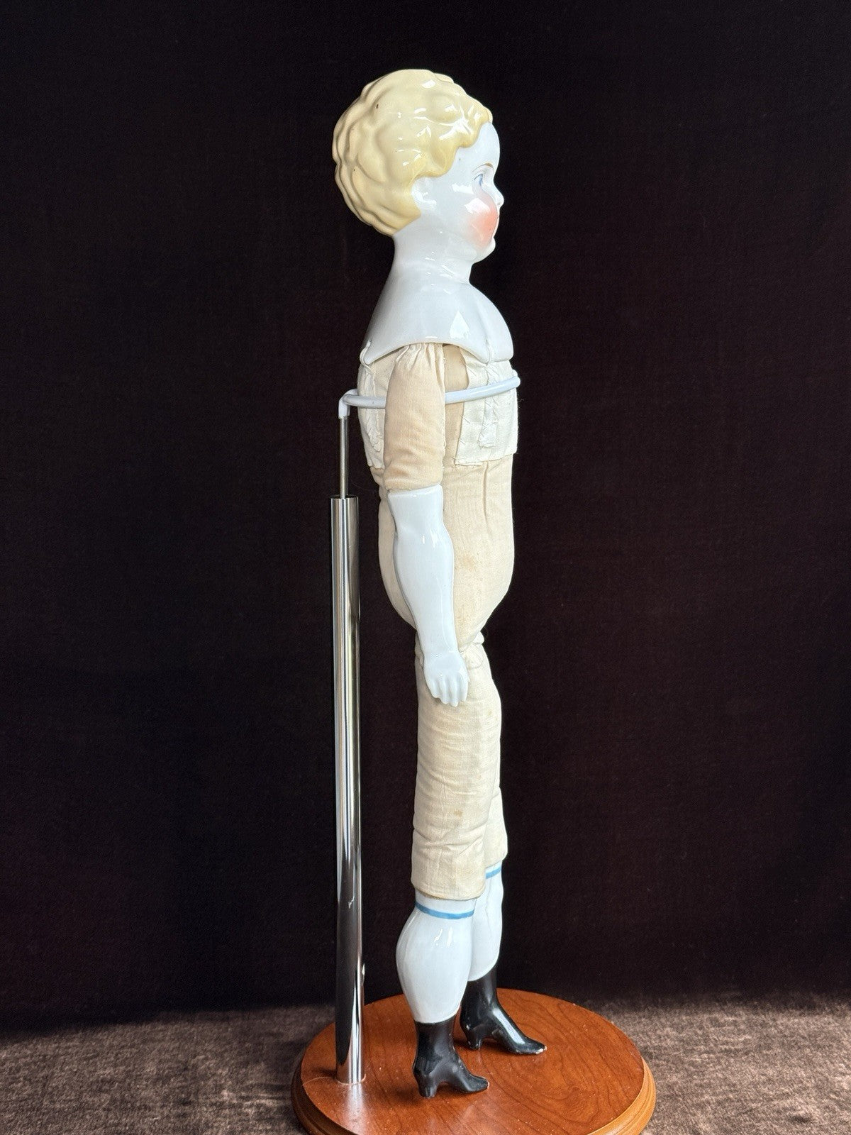 Antique German 21” Highbrow Blonde China Doll