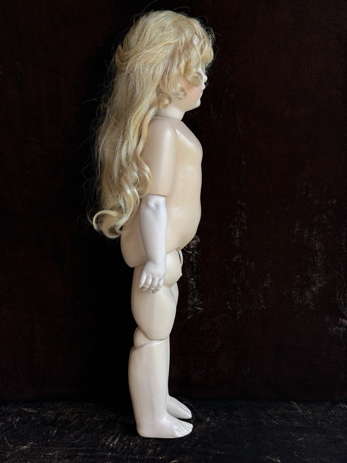 Vintage Large Porcelain Compo 27” Reproduction of Antique French Bru Jne Doll