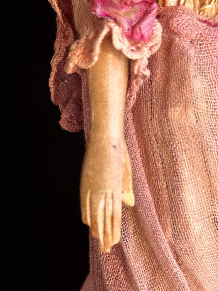 Antique German 13” Papier Mache Milliner’s Model Doll with Bun