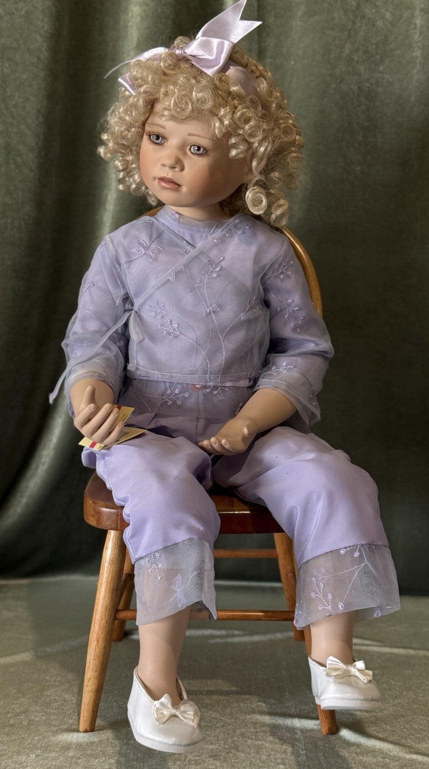 Collectible Porcelain 33” Doll “Susannah” by Christine Orange Tag