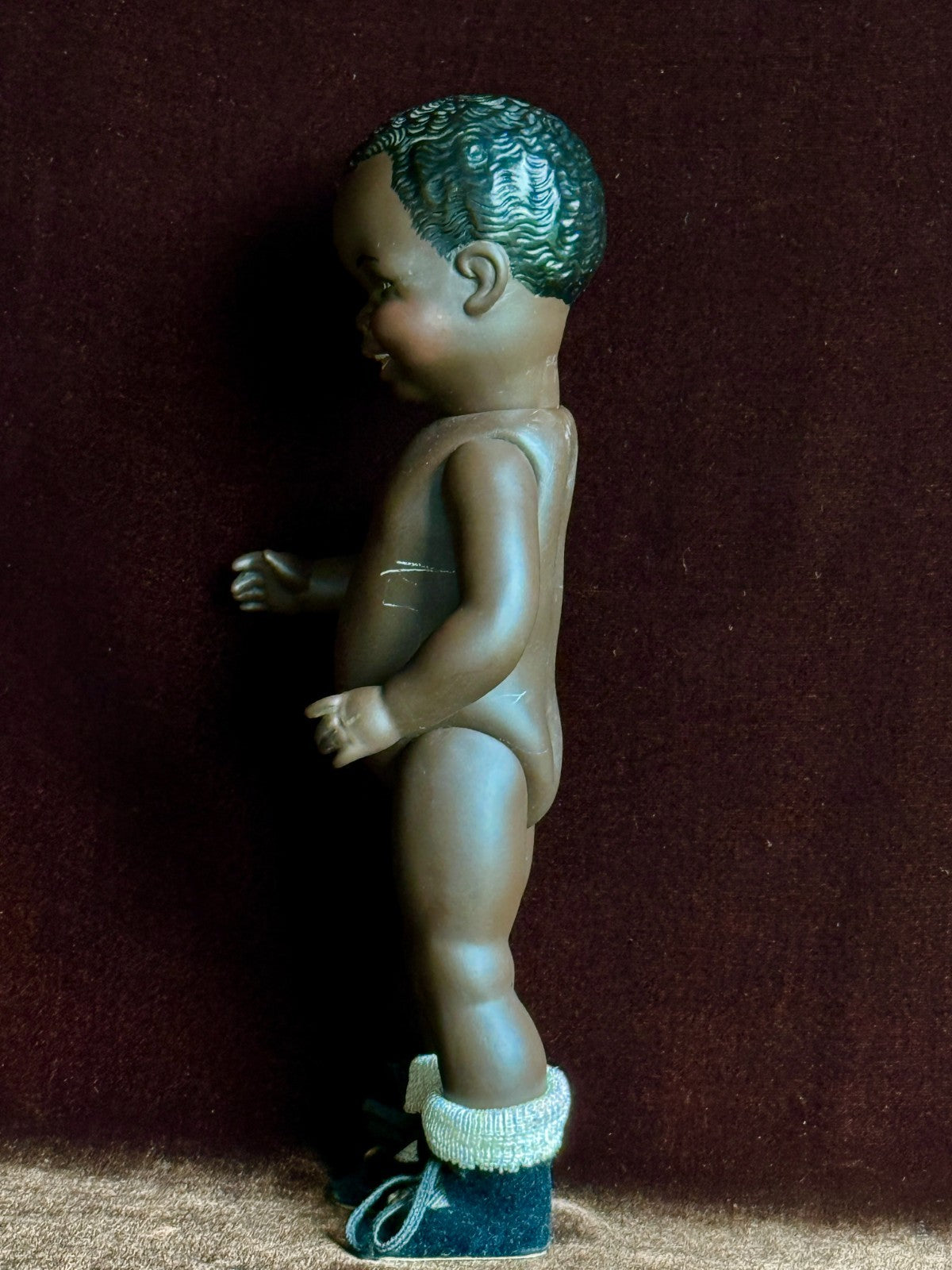 Vintage 9.5" All Porcelain Dark Complexion Girl Doll