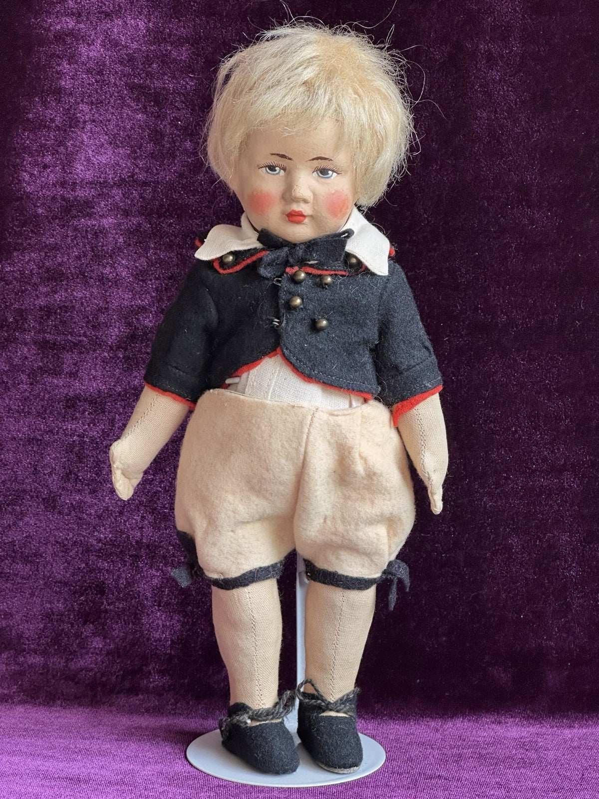 Lot of 2 Antique German 10” Gebruder Bing Cloth Boy and Girl Dolls