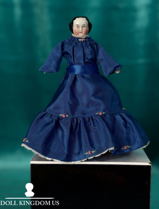 Antique German 5.5” Bisque Cloth Miniature Dollhouse China Doll