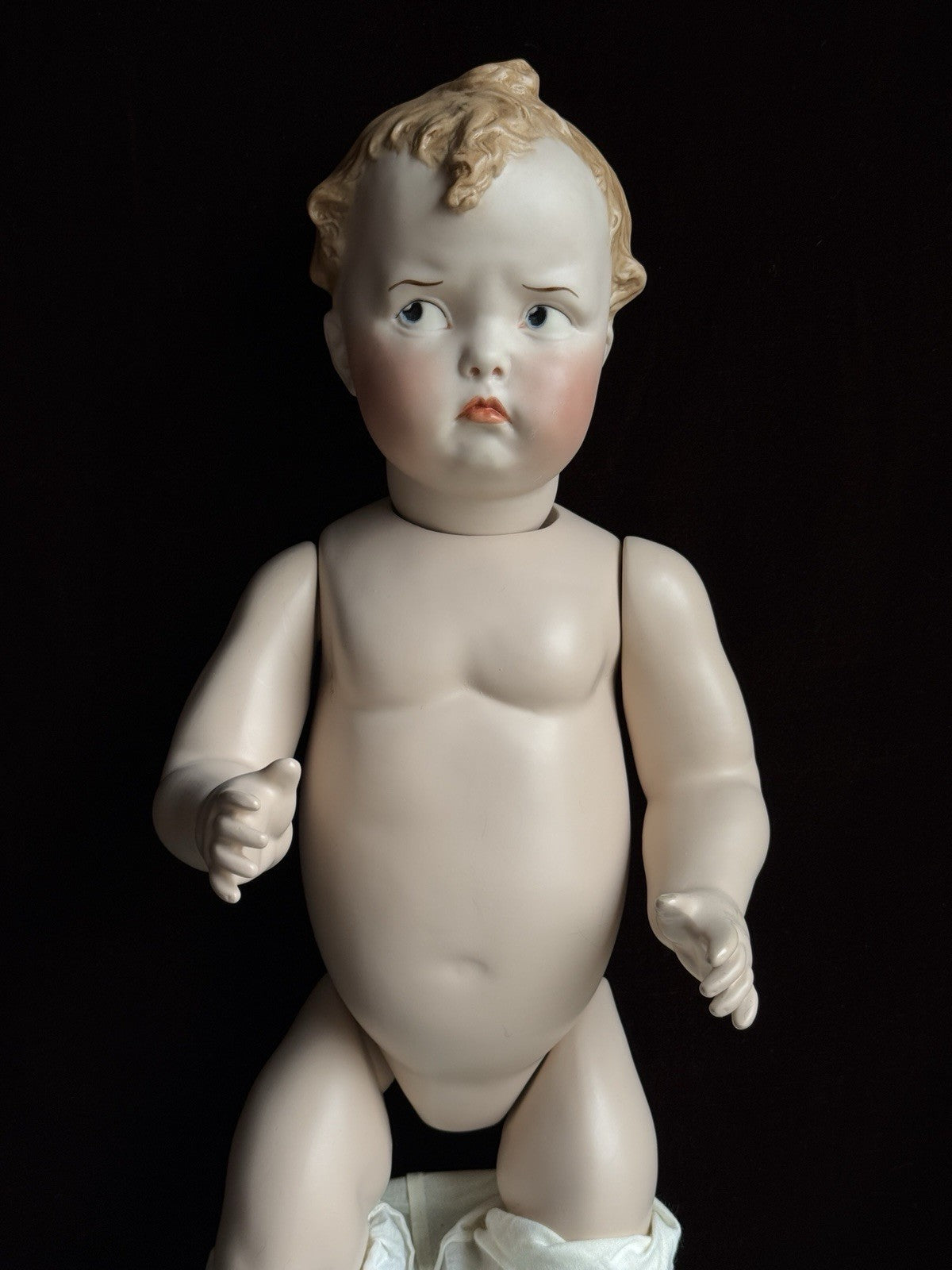 Porcelain Comp 18” Repro of Antique Gebruder Heubach 8644 Grumpy Character Doll