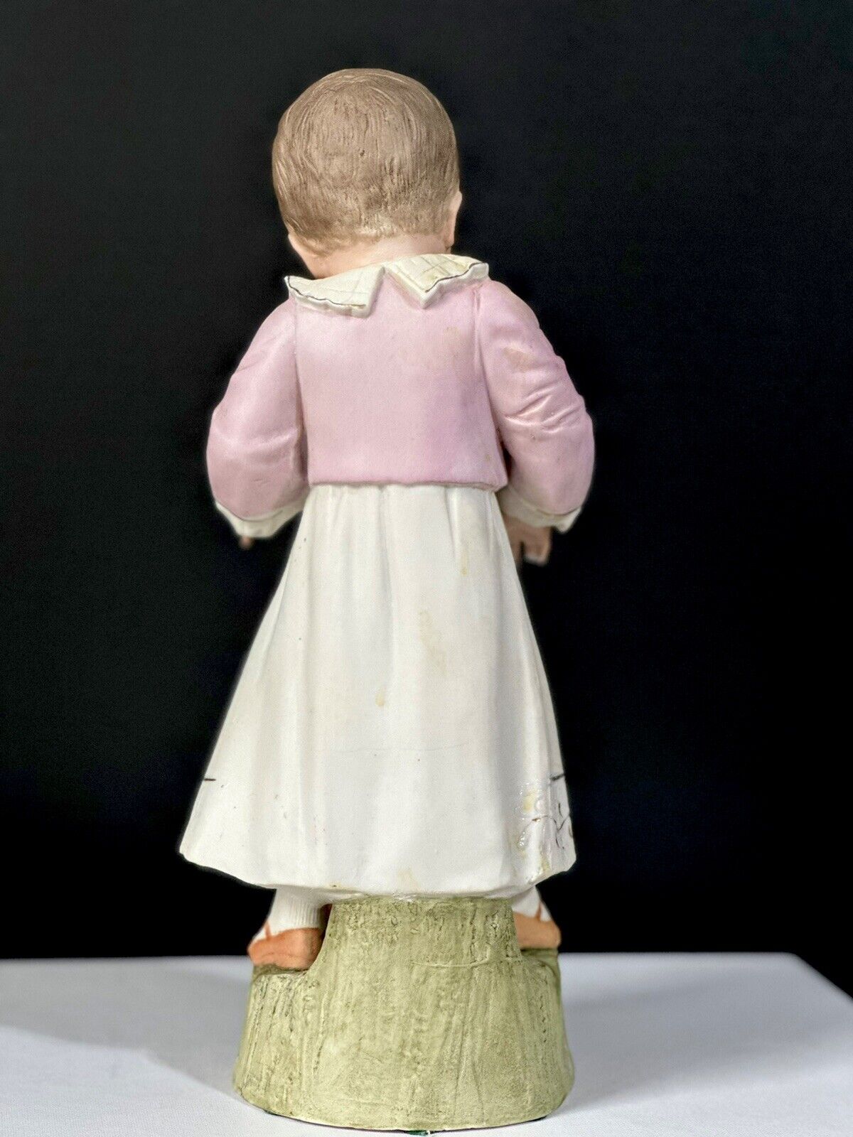Antique Bisque Unmarked Large 12” Figurine Girl With A Ball