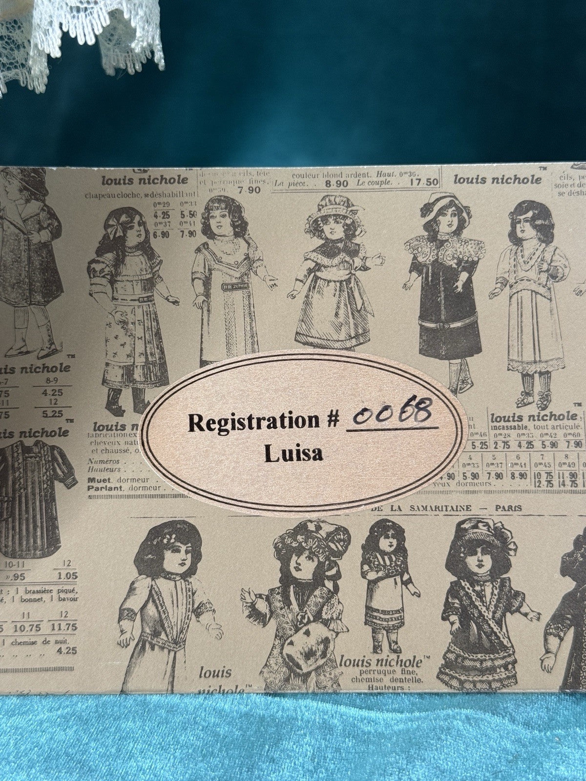 MIB Reproduction of Antique French A.14.T. Porcelain 18” Doll By Louis Nichole