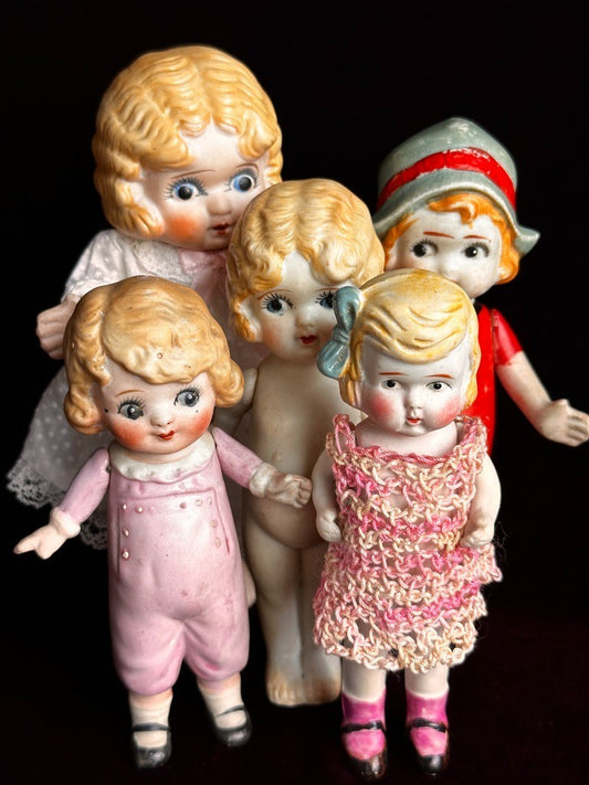 Lot of 5 Antique All Bisque Frozen Charlotte Dolls Made in Japan