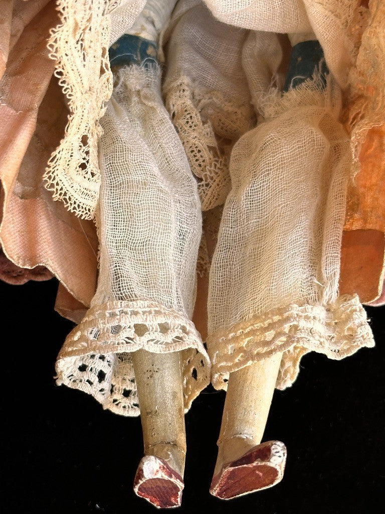 Antique German 13” Papier Mache Milliner’s Model Doll with Bun