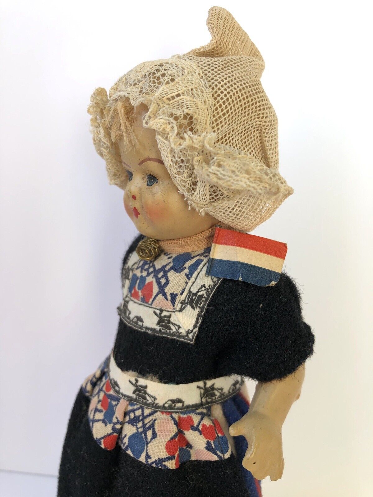 2 Antique/Vintage Celluloid/Composition Souvenir Dolls from Holland, Dovina