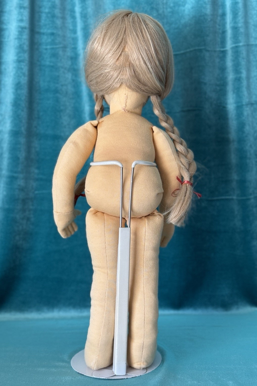 Vintage Artist Stockinette Face Painted 18” Girl Doll