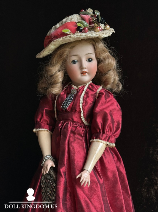 Antique German 26” Gebrüder Ohlhaver Revalo 10727 Bisque Head Lady Body Doll