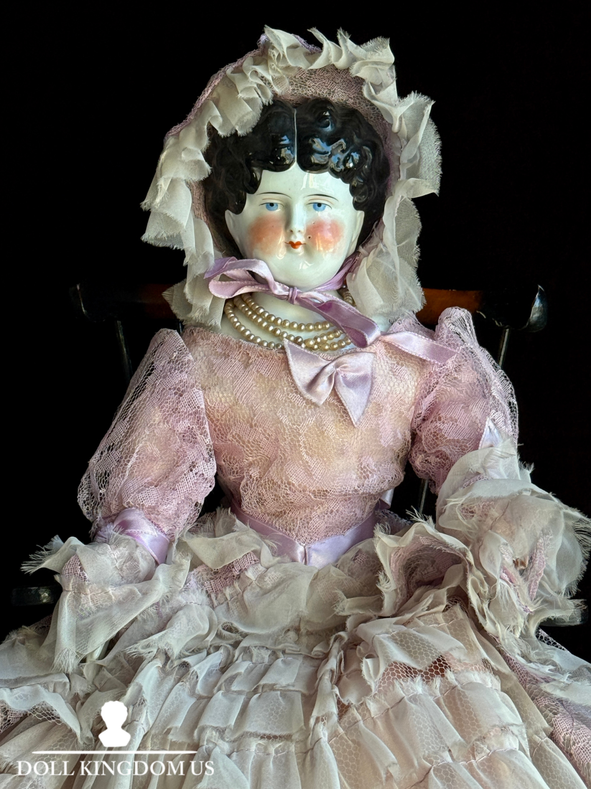 Antique German 22" Bawo & Dotter Brunette China Head Doll