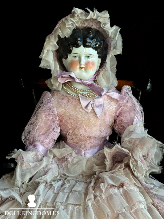 Antique German 22" Bawo & Dotter Brunette China Head Doll