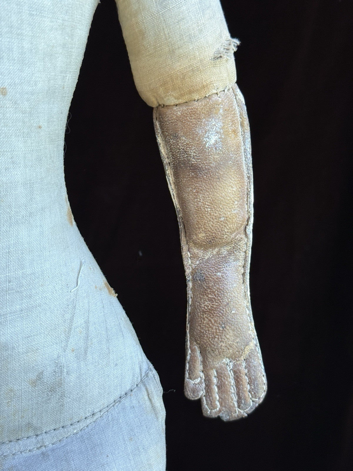 Antique German 26” Wax Over Papier Mache Doll