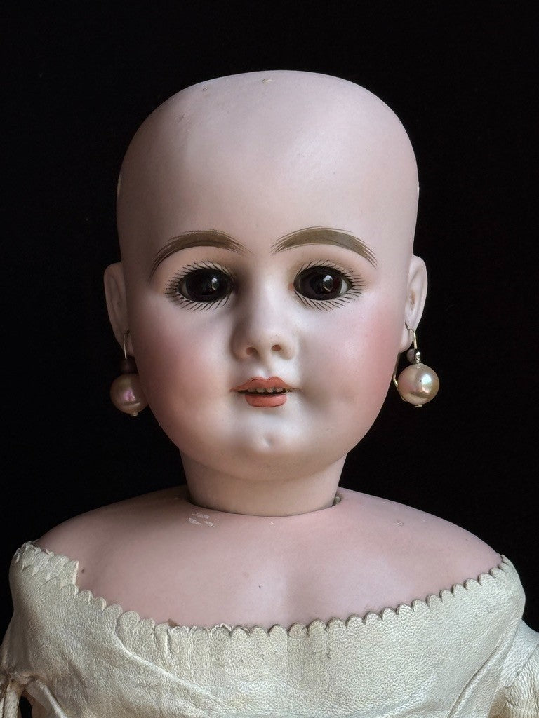 Rare Antique German 21” Simon Halbig 759 Bisque Socket Head Leather Body Doll
