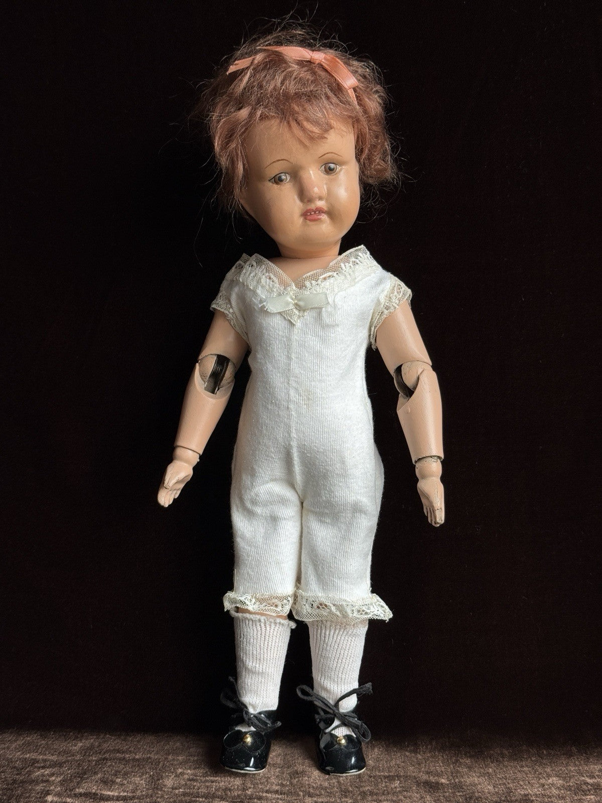 Antique American 15” Schoenhut Wooden Jointed Miss Dolly Doll