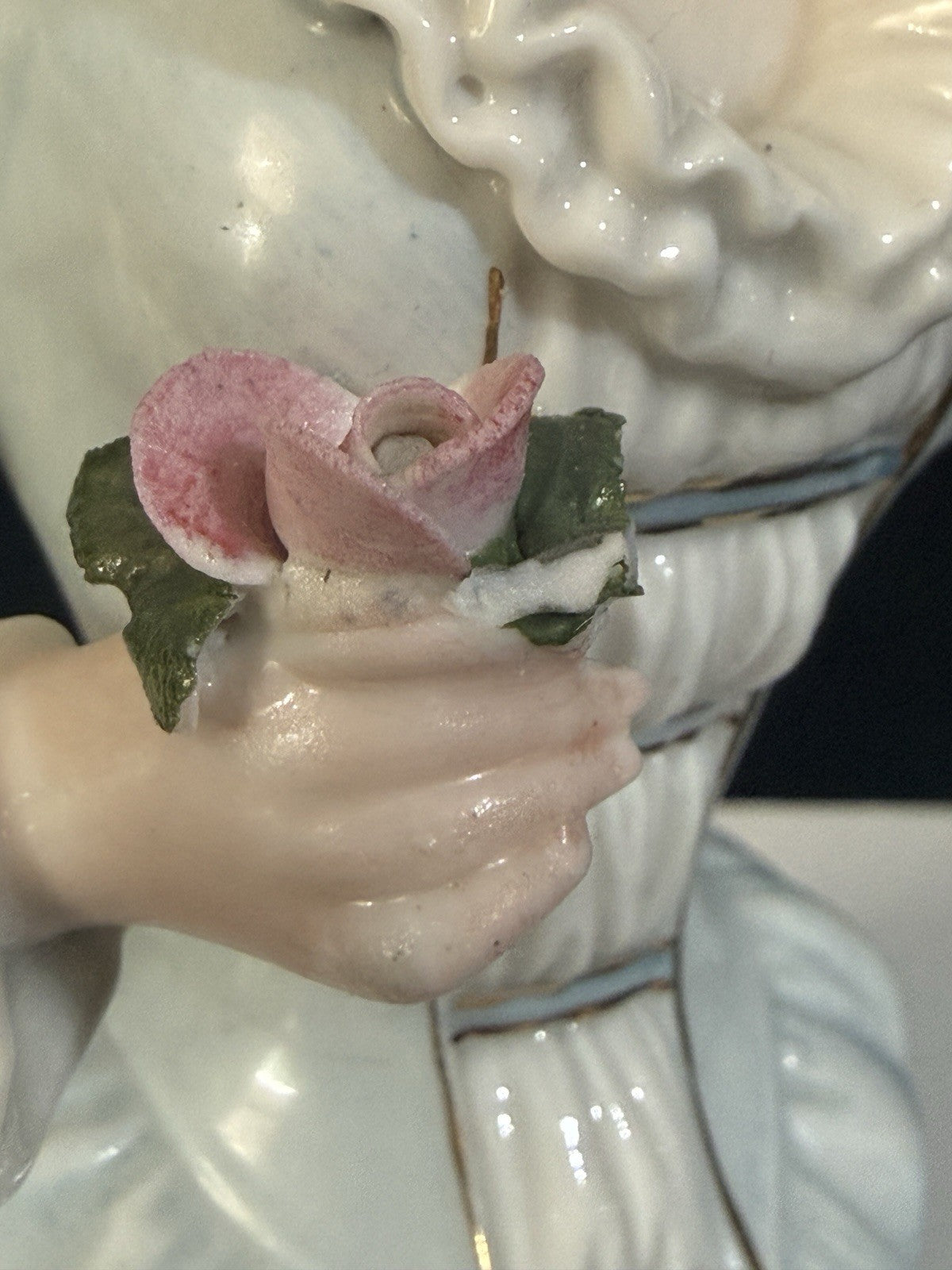 German Porcelain Half Doll "18th Century Lady with Coronet of Flowers"