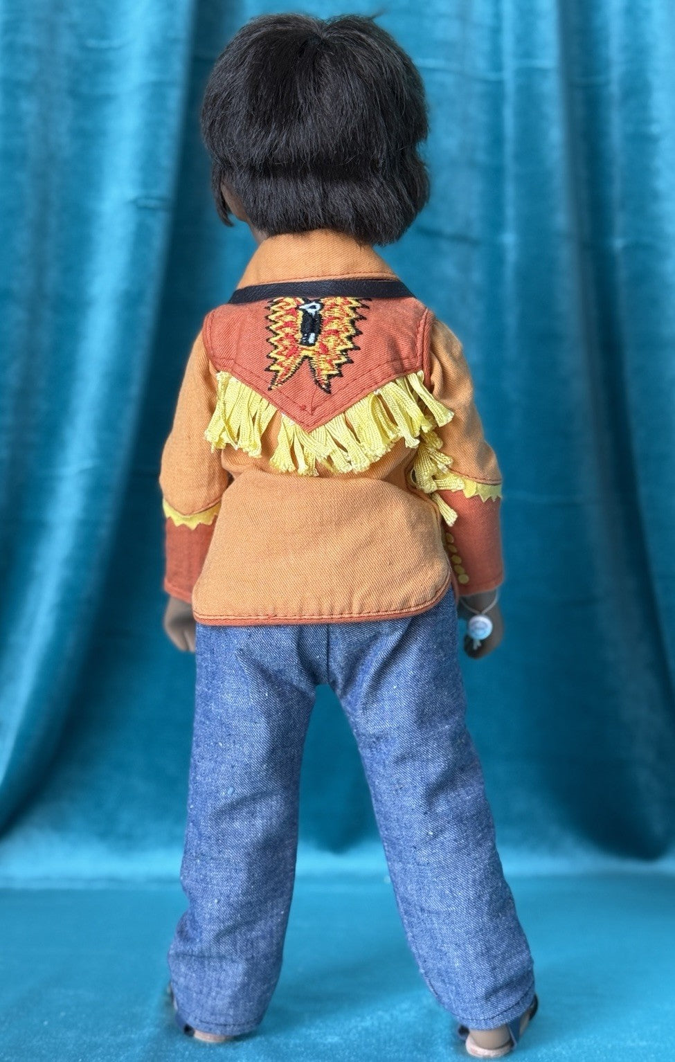 Collectible England Vinyl Brunette Gregor Boy Doll; Native American New Outfit