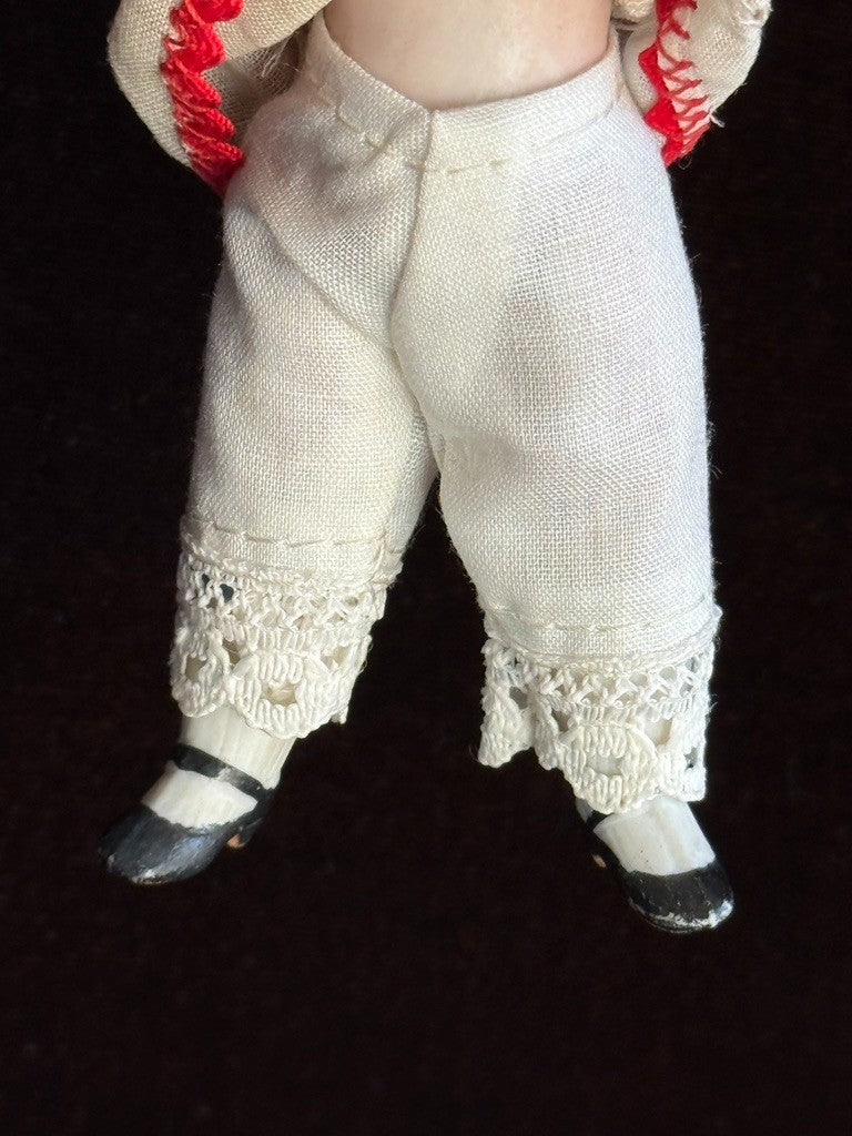 Antique German 4.75” All Bisque Closed Mouth Mignonette Doll