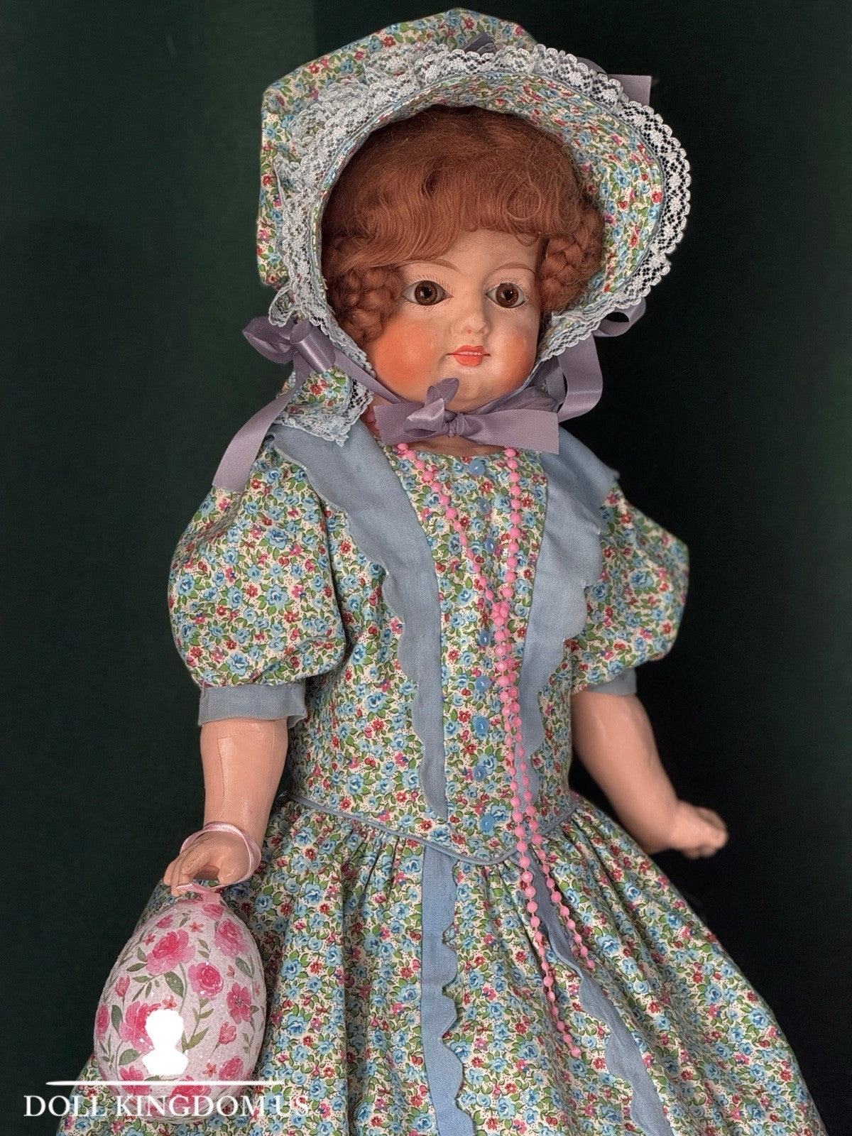 Antique German Paper Mache 24” Doll with Glass Eyes