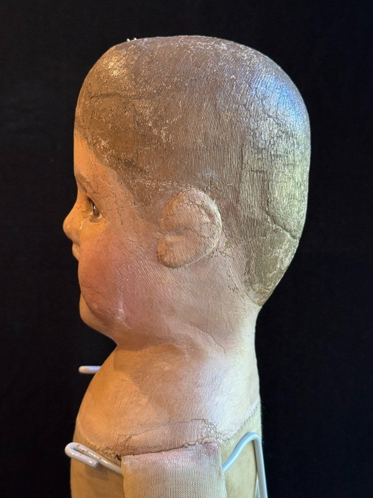 Antique American 21" Philadelphia Sheppard Baby Oil Painted Stockinette Doll