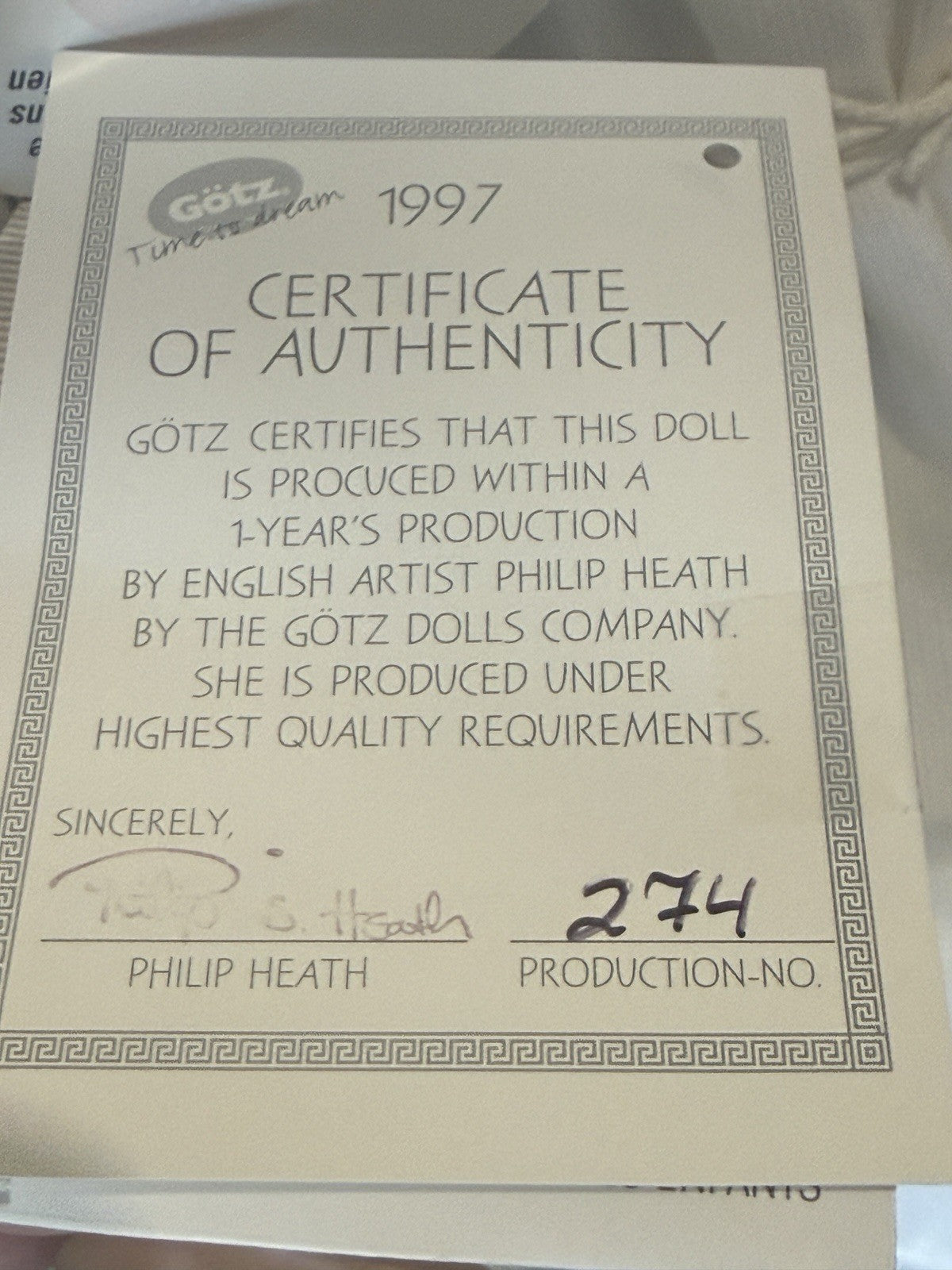 Rare Collectible German Gotz Artist Philip Heath Vinyl 31.5” Doll “Rash” Tag/COA