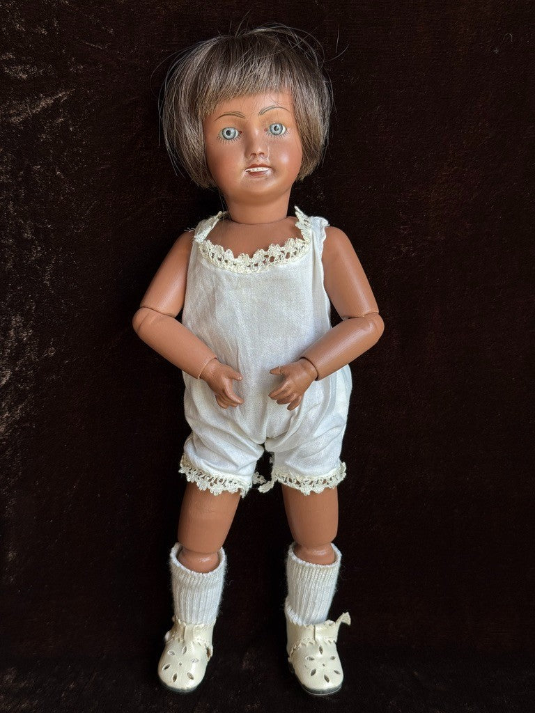 Rare Dark Complexion 12" Porcelain Composition Repro of Bleuette Unis 301 Doll