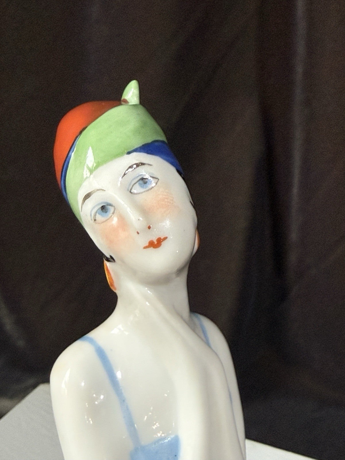Antique German Art Deco Flapper Pin Cushion 4” Half Doll