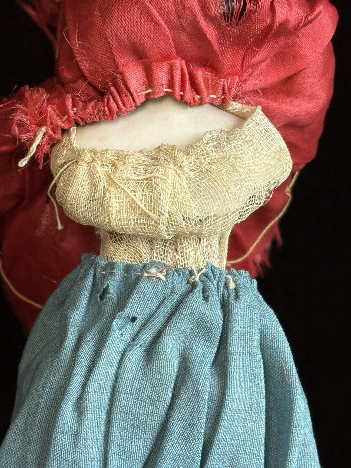 Rare Antique German 11” Marotte Rattle with Kinderkoff Bisque Male Doll Head Toy