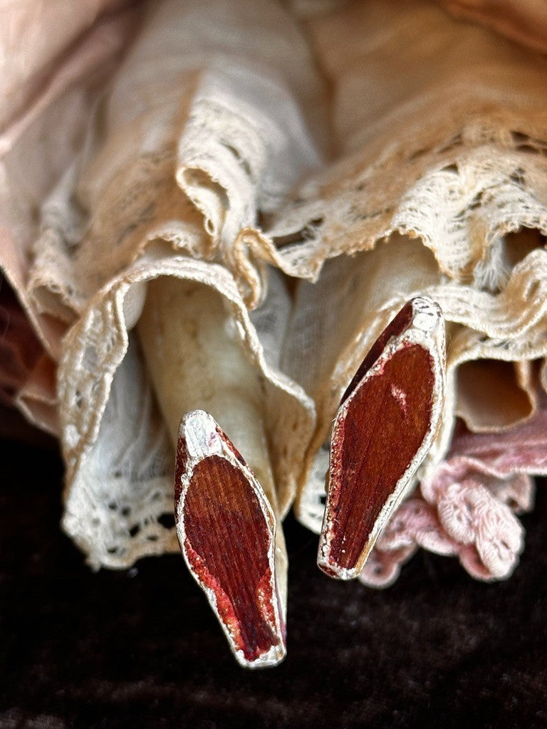 Antique German 13” Papier Mache Milliner’s Model Doll with Bun